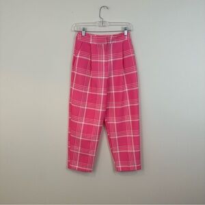 Topshop | Hot Pink Checkered Plaid Pleated Pants Size 2 Women's
